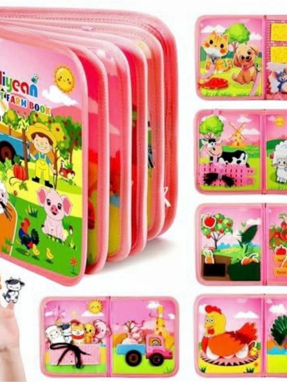 Coliyean My First Farm Book Quiet Book in Pink